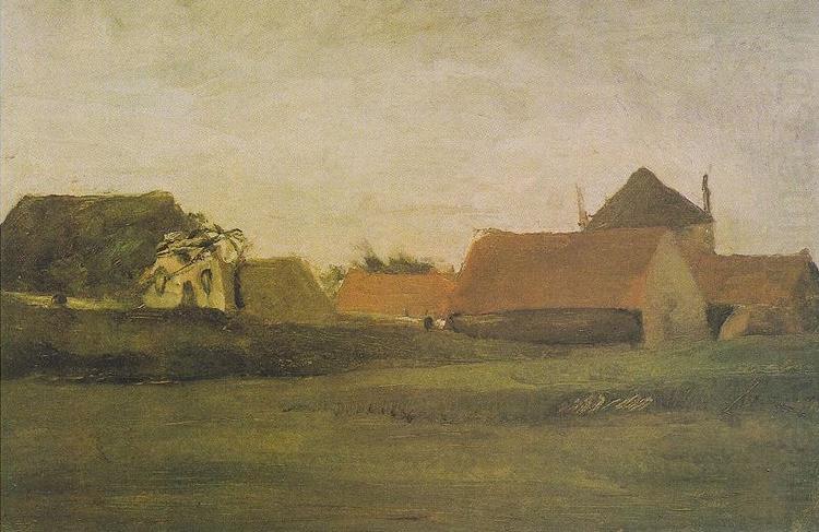 Farmhouses in Loosduinen at The Hague in the dawn, Vincent Van Gogh